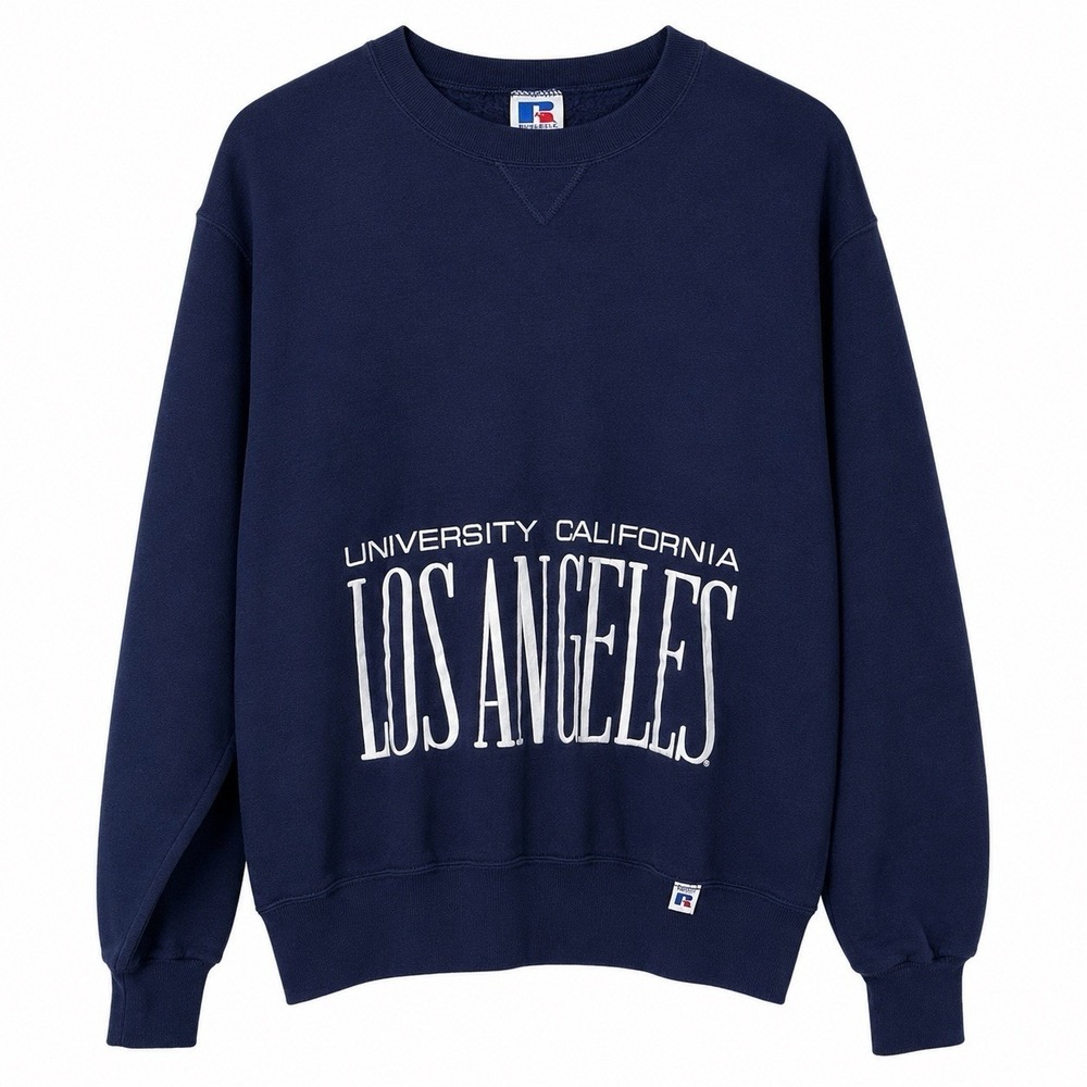 Vintage Russell Athletic UCLA Spell Out Crewneck Sweatshirt Size M USA 90s Navy - Picture 2 of 13